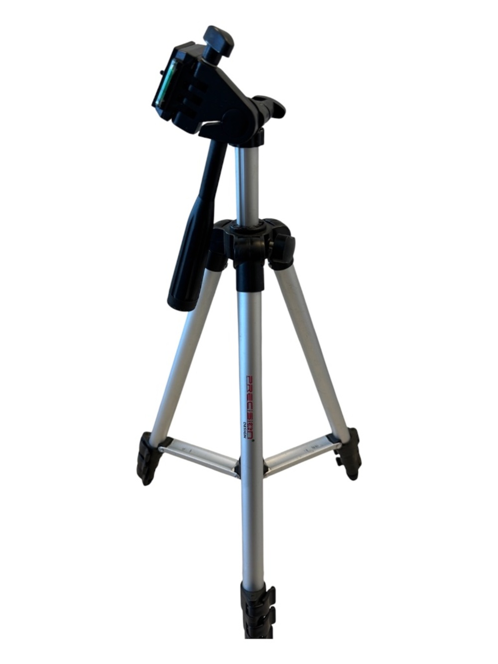 Precision Design - lightweight silver & black collapsible photo video tripod -
